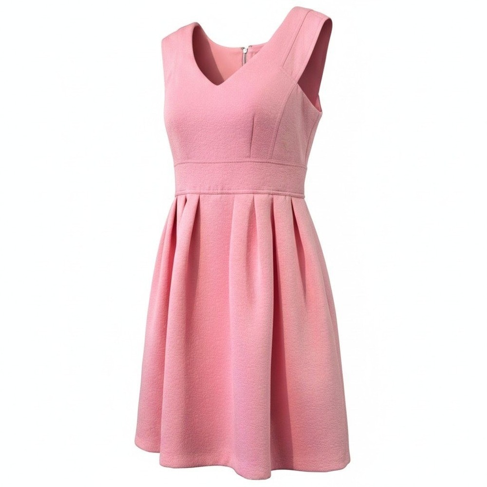 Betsey Johnson Pink Floral Jacquard Fit and Flare V-Neck Dress Womens Size 12